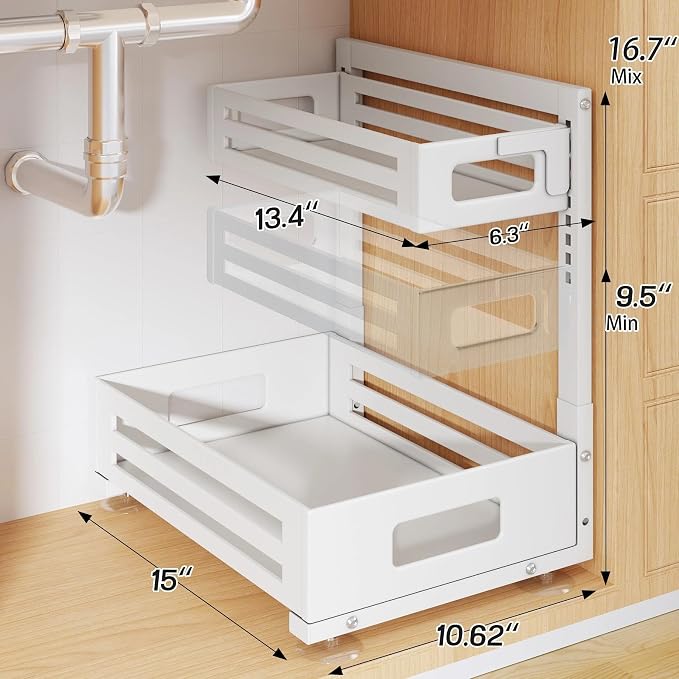 2 Pack Under Sink Organizer, Pull Out Cabinet Organizer - Image 2