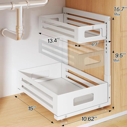 2 Pack Under Sink Organizer, Pull Out Cabinet Organizer - Image 2