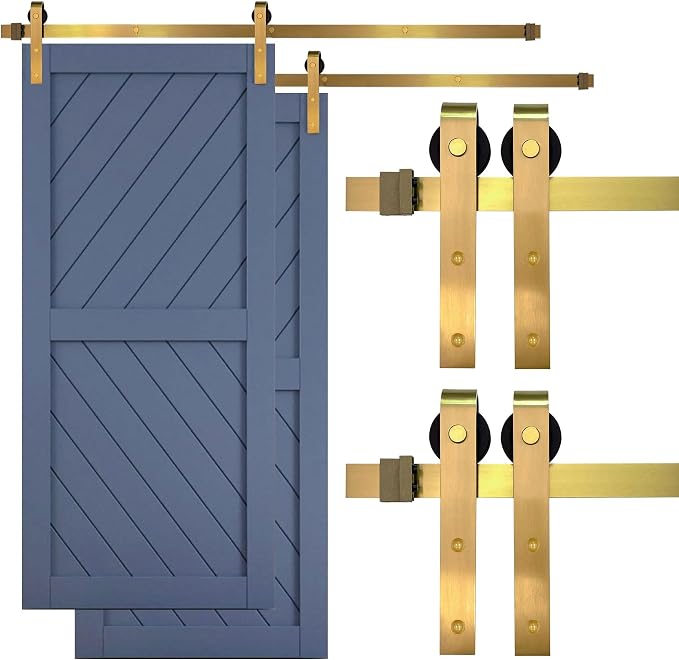 Rio Salto Gold Barn Door Hardware Kit Adjustable Length Sliding Hardware Modern by RioSalto