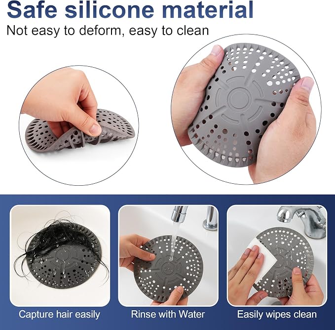 Shower Drain Hair Catcher 5.5 in Round Bathroom Sink Drain Strainer - Image 4