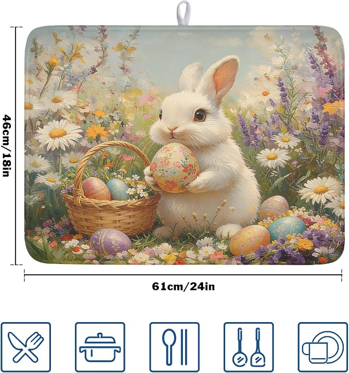 Easter Bunny Eggs Dish Drying Mat - Image 2