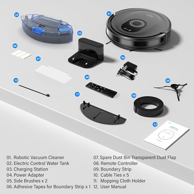 Tikom Robot Vacuum and Mop Combo, 5000Pa Robotic Vacuum Cleaner, 150 Min Max - Image 9