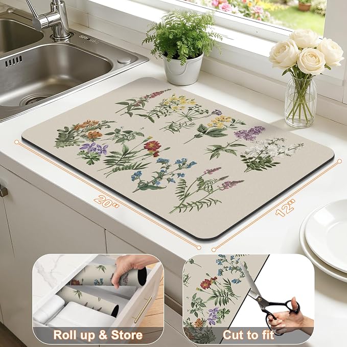 LOKHOM Dish Drying Mat for Kitchen Counter, Dish Drainer Rack Mat for Kitchen - Image 2
