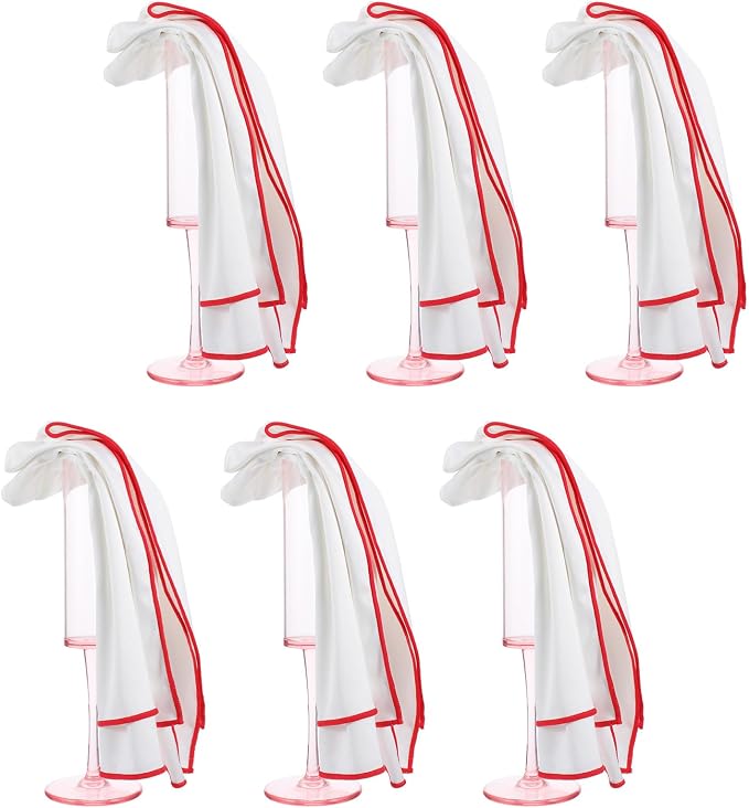 6 Pack Premium Microfiber Wine Glass Polishing Cloths, Large Lint-Free Drying by Unknown