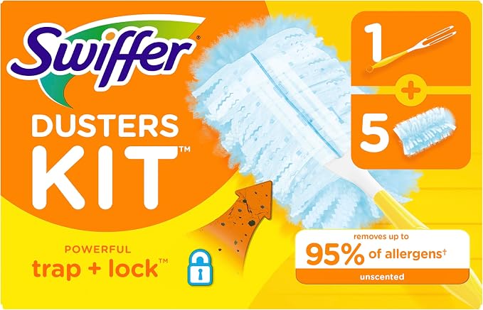 Swiffer Dusters Starter Kit, Kit Includes 1 Handle and 5 Dusters by Swiffer