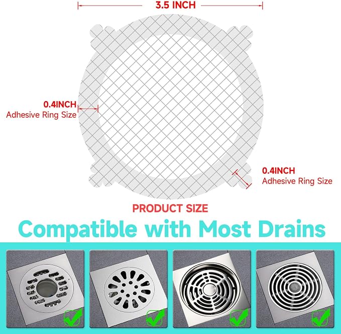 30 Pack Disposable Shower Drain Hair Catcher Shower Drain Mesh Stickers - Image 5