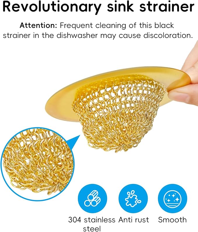 Gold Sink Strainer, Reversible Mesh Sink Strainer - Image 5