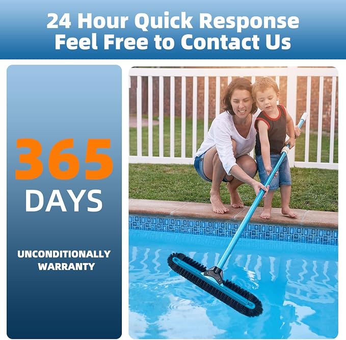 20" Wide Pool Brush Head, Heavy Duty Pool Cleaning Brush - Image 7