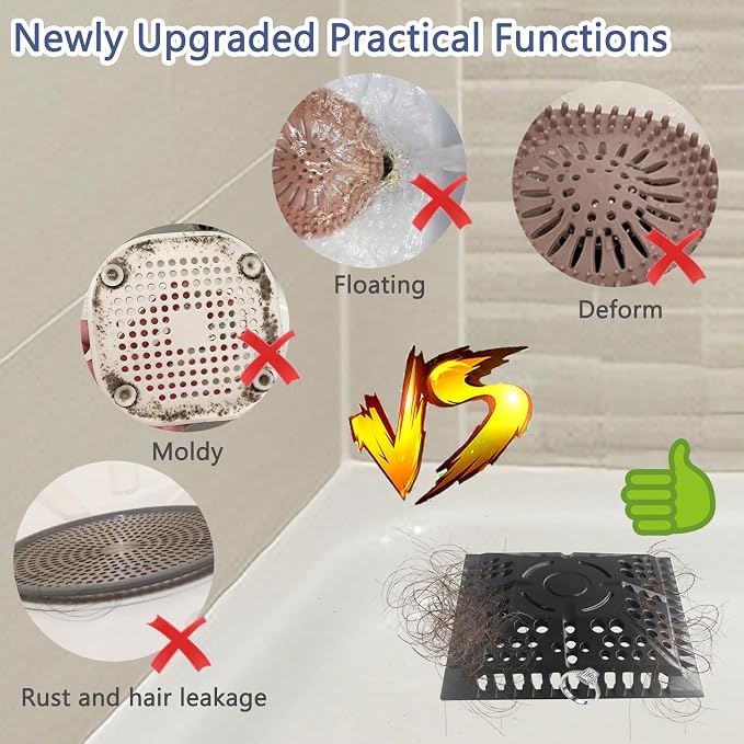 Shower Drain Hair Catcher, Square Silicone Shower Drain Cover - Image 4