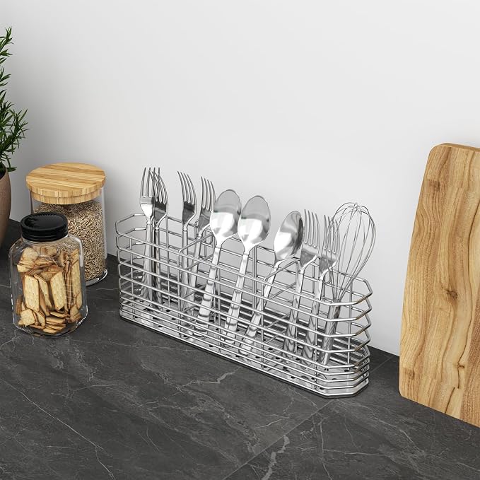 304 Stainless Steel Utensil Holder, Knife and Fork Drainer Basket - Image 2