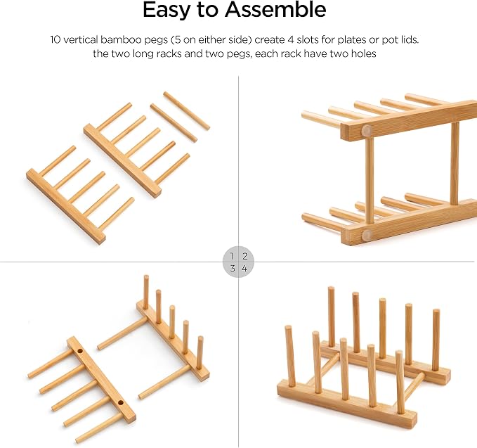 Bamboo Dish Drying Rack for Kitchen Counter and Cabinet, - Image 3