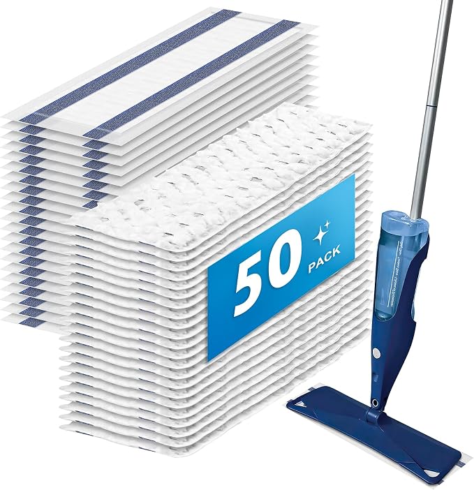 50 Pack Disposable Microfiber Cleaning Mop Pads by AnDongo