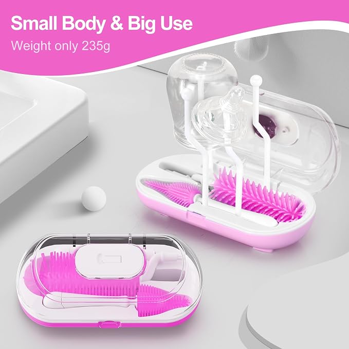 Bottle Brush Set with Drying Rack, Travel Bottle Cleaner Kit with Baby Bottle - Image 7