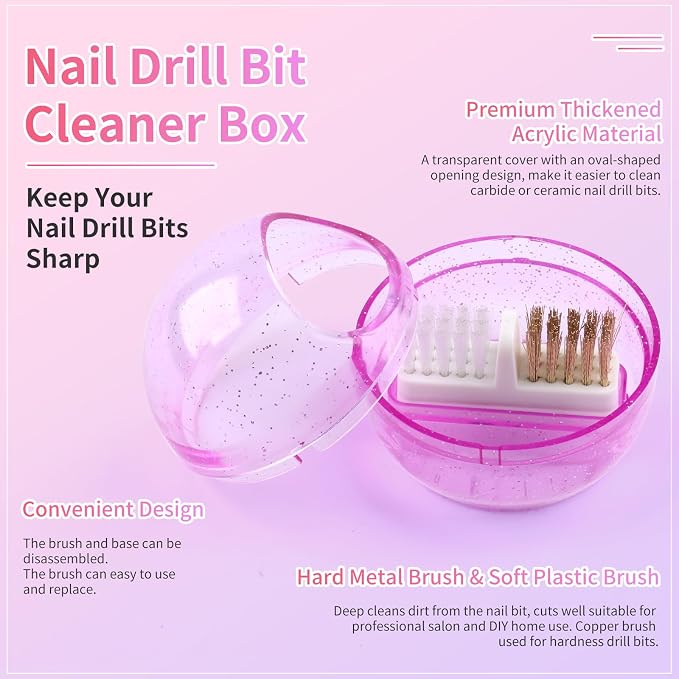 Nail Drill Bits Cleaner Brush Case Accessories, Nail Art Cleaner Tool Case - Image 2