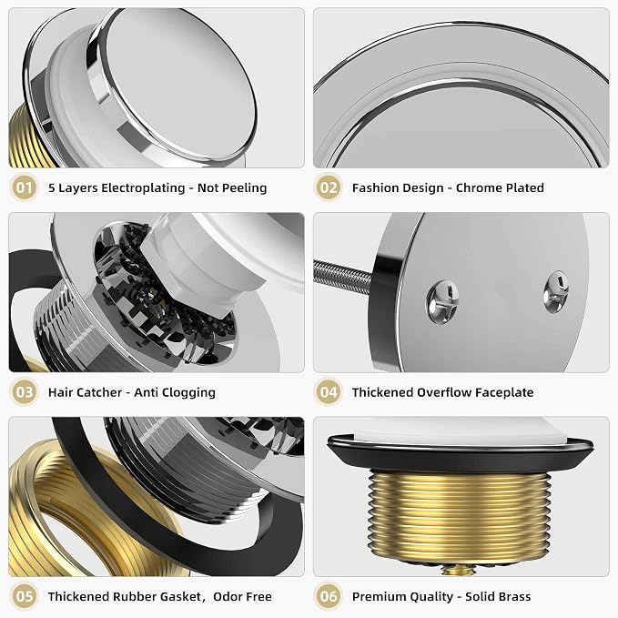 Chrome Plated Tub Drain Kit - Image 2