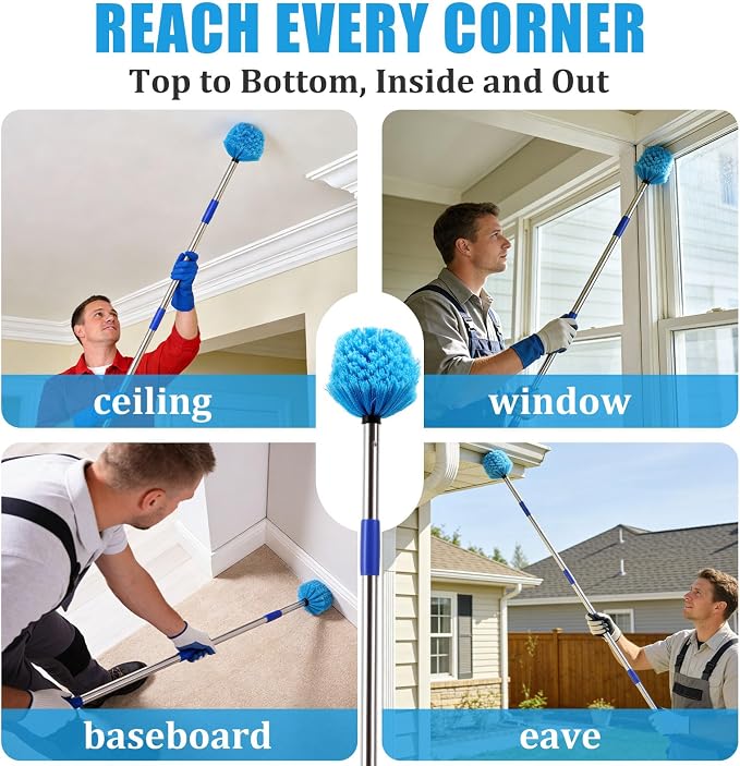 Duster, Cobweb Duster with Extension Pole, Medium Stiff Bristles Cobweb Duster - Image 7