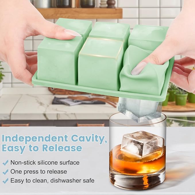 Large Silicone Ice Cube Tray 3Pack, SAWNZC Big Square Ice Cube Molds - Image 2