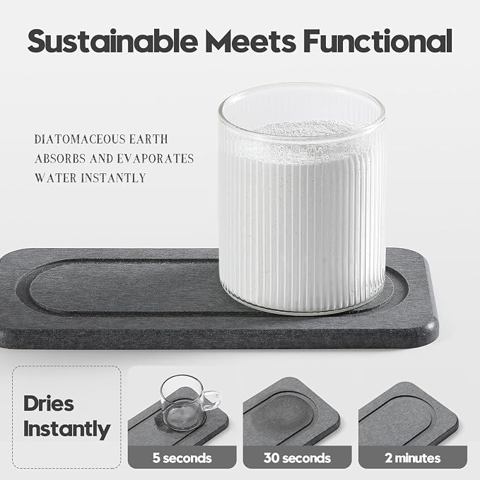 2Pack Diatomite Stone Coasters Water Absorbing Sink Tray - Image 3
