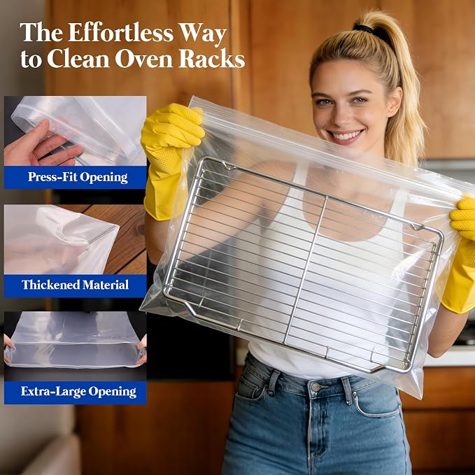 Oven Rack Cleaning Bags 19.6 x 27.5 Inch, 5 Pack Heavy-Duty No-Scrub Oven & - Image 3