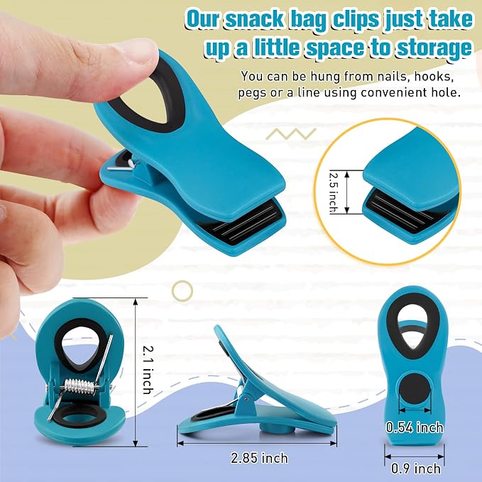 FINDMAG 12 Pack Chip Clips, Big Food Clips Blue Magnetic Clip, Magnetic Bag - Image 3