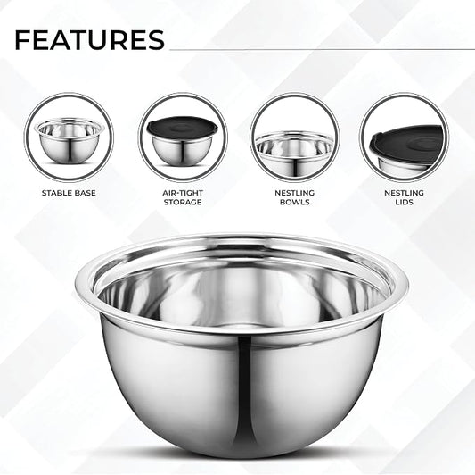 AVADOR Premium Brushed Stainless Steel Mixing Bowls Sets, Space Saving - Image 2