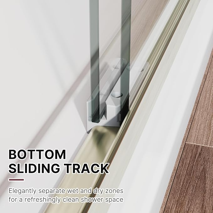 Shower Door 50-54 in. W x 72 in. H, UCALAFEE Semi-Frameless Double Sliding - Image 4