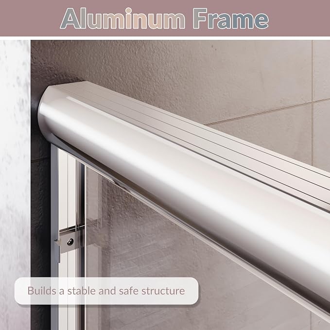 ELEGANT Shower Doors 58.5-60" W x 72" H, Semi-Frameless Bypass Sliding Shower - Image 4