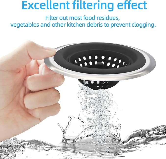 Mi hogar Sink Drain Strainer 2 Pack, 4.5” Wide Rim Silicone Kitchen Sink - Image 3