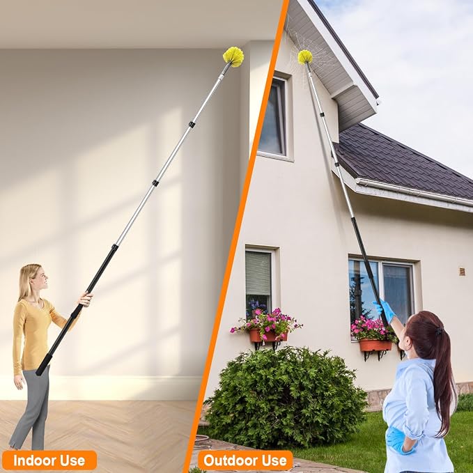 4-12ft Cobweb Duster with Extension Pole, 20 Foot High Reach Feather Dusters - Image 7