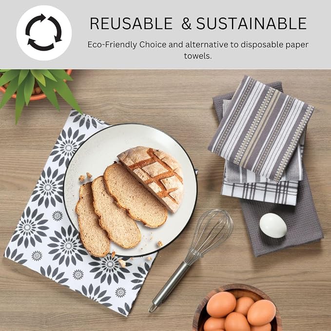 Assorted Kitchen Towels 100% Cotton Large 16x26 Inch Set of 5 - Image 4