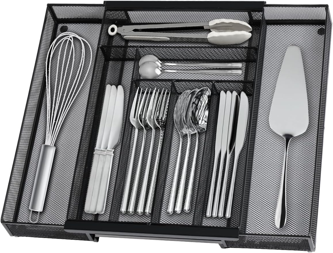 Silverware Organizer Metal Mesh, Large Drawer Organizer, Utensil Cutlery Tray by sedegnhome