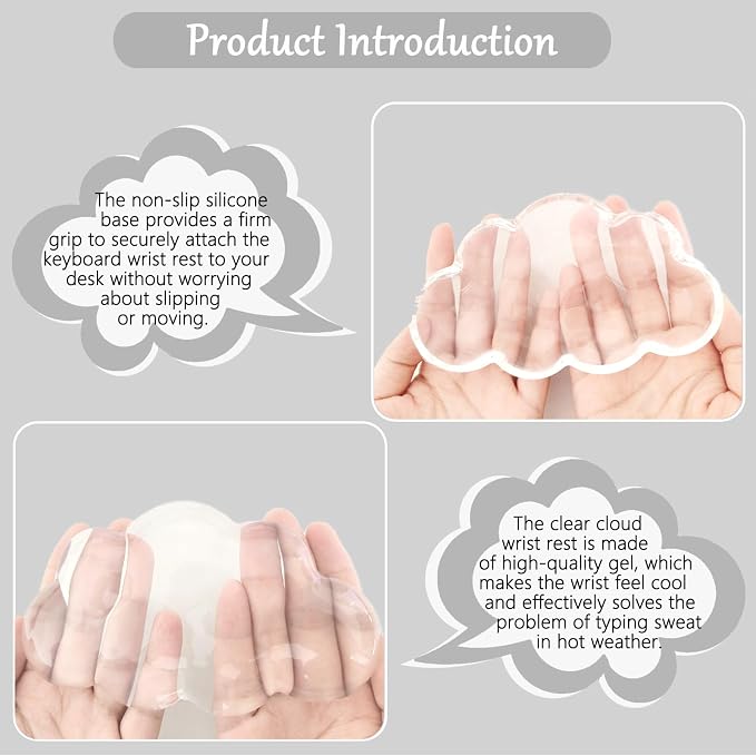 Gel Cloud Keyboard and Mouse Wrist Rest Set Transparent Acrylic Tilt Computer - Image 7
