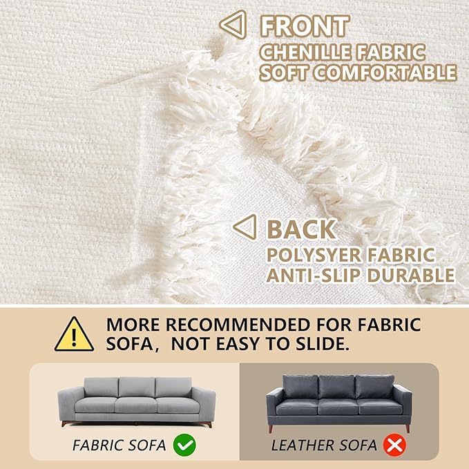MEETSKY Oversized Couch Cover Sofa Cover for 3 Cushion Couch Sofa ，Washable Sofa Covers for Living Room Sectional Sofa Covers for Dogs Couch Protector, 91" x 150", Beige