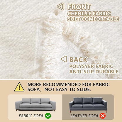 MEETSKY Oversized Couch Cover Sofa Cover for 3 Cushion Couch Sofa ，Washable Sofa Covers for Living Room Sectional Sofa Covers for Dogs Couch Protector, 91" x 150", Beige