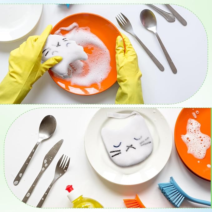 Honeydak 6 Pcs Reusable Cat Scrub Sponges Cat Dish Sponges - Image 2