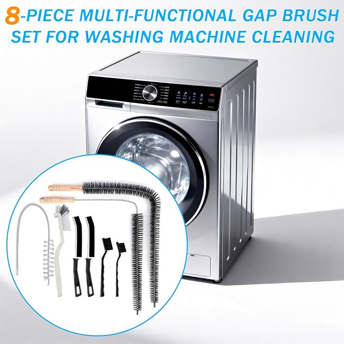 8 Pcs Washing Machine Cleaning Brush, Dryer Vent Cleaner Kit, Long Handle - Image 6