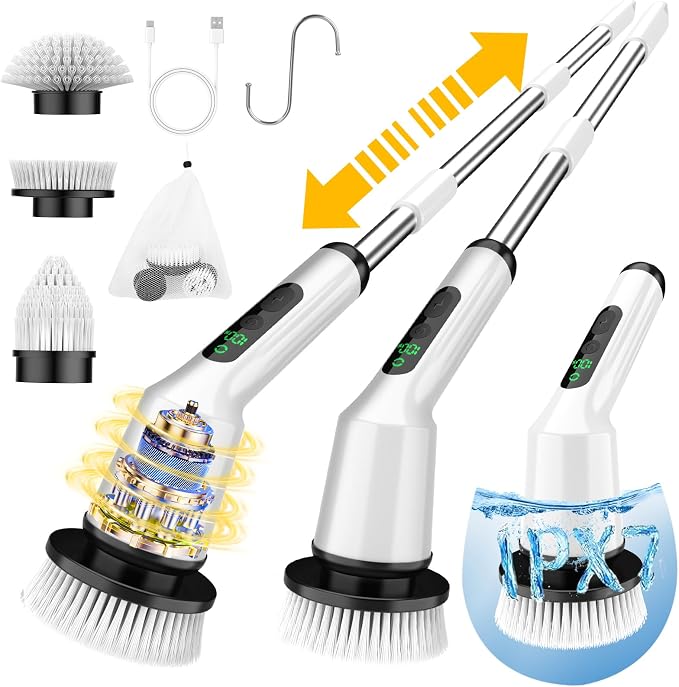 Electric Spin Scrubber for Cleaning Bathroom, Shower Scrubber Cordless Cleaning by CTMAST
