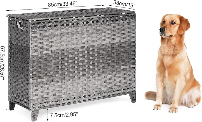 Laundry Hamper with 4 Removable Liner Bags; 176L Handwoven Rattan Laundry - Image 7