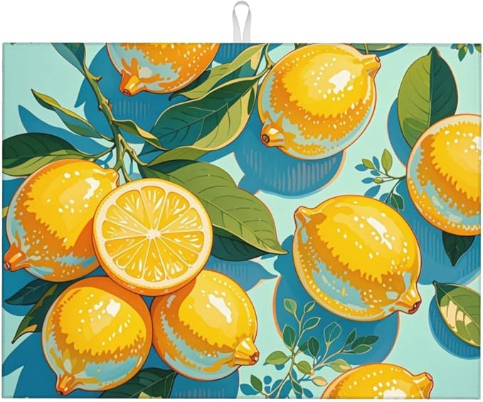 lemon Dish Drying Mat Highly Absorbent Double-Sided Microfiber by Ovitssrk