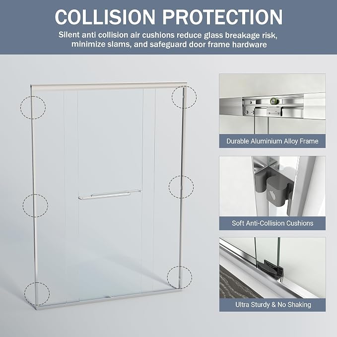 44-48 in. W x 72 in. H Double Sliding Shower Door, Semi-Frameless Bypass - Image 8