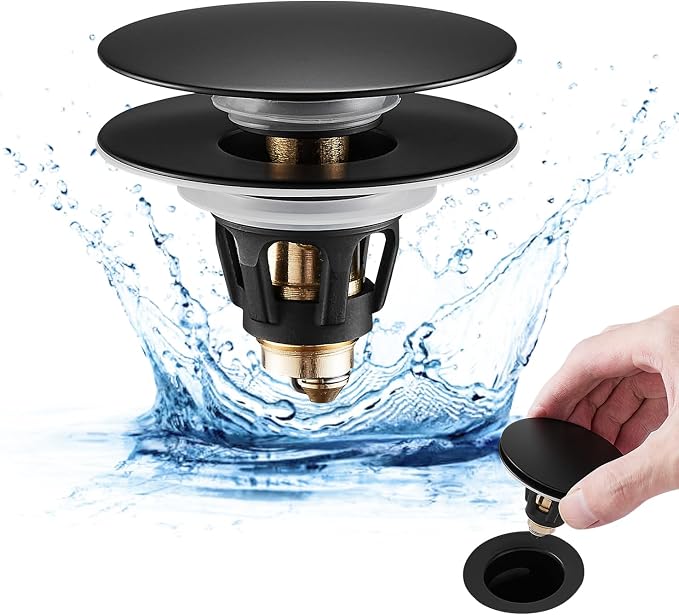 Fransiton Universal Bathroom Sink Drain Stopper, Big-Cap Pop-up Drain Fits 1.1" by Fransiton