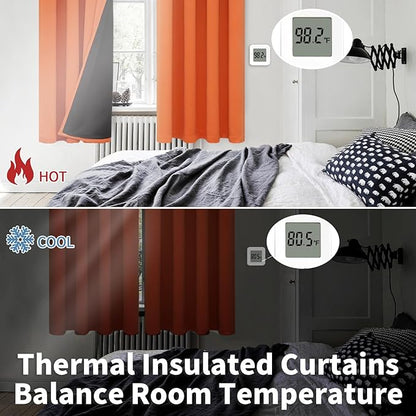BGment Burnt Orange 100% Blackout Curtains for Bedroom/Living Room, Fall Full Room Darkening Noise Reducing Curtains 84 Inch Length, Thermal Insulated Rod Pocket Window Drapes 2 Panels, 52 Inch Wide