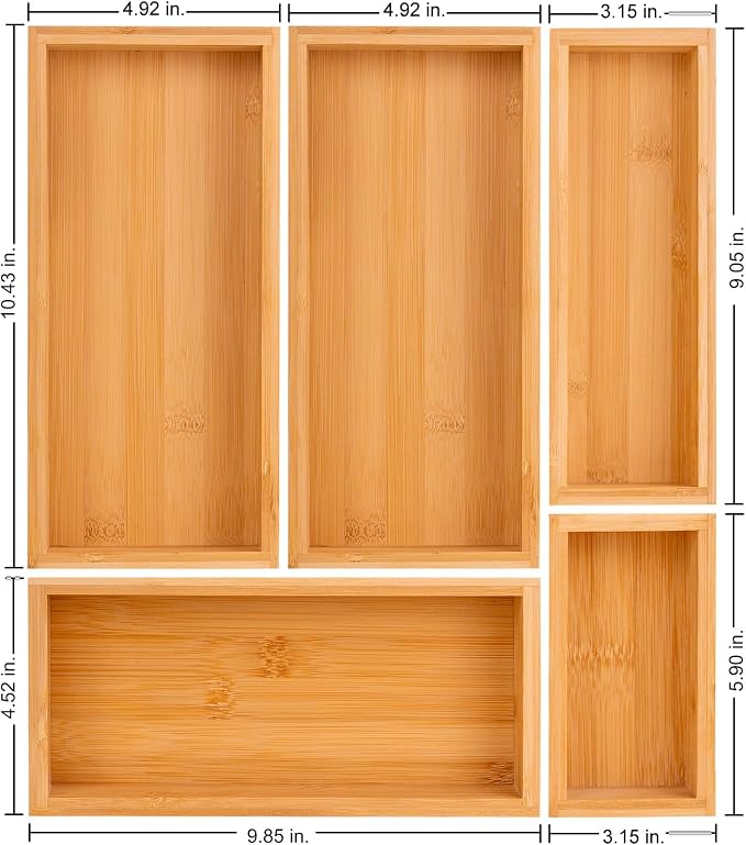 bamboo drawer organizer Set，expandable drawer dividers, wooden storage - Image 7