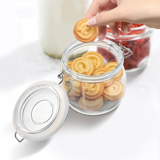 Glass Food Storage Jars with Airtight Lids 17 oz Round 4 Pack Kitchen Storage - Image 2