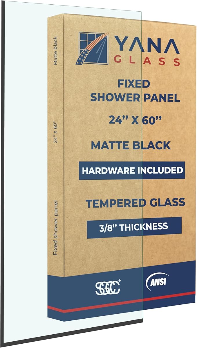 Yana Frameless Shower Door Screen, Fixed Shower Door Panels 3/8" Thick Tempered by YanaGlassandMirror
