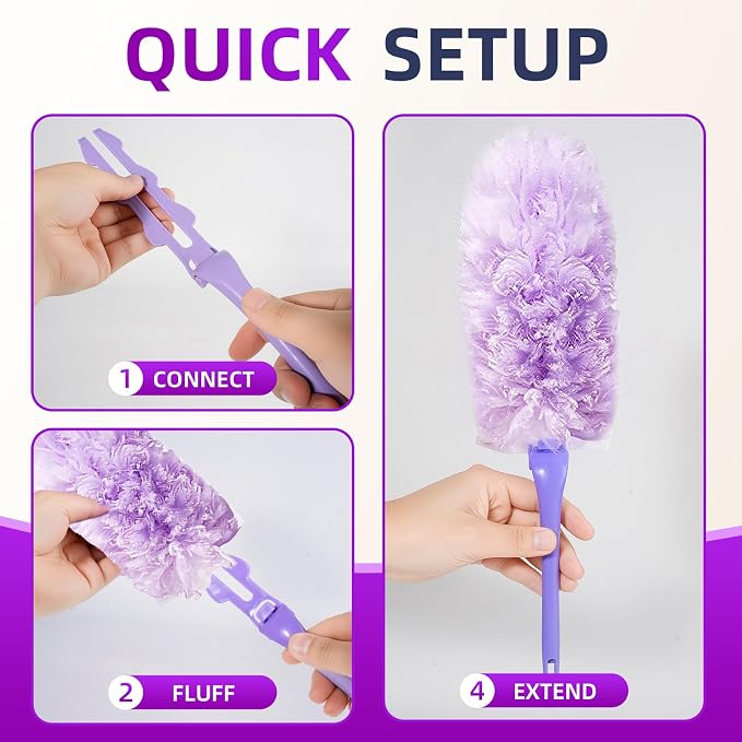 Duster Refills 20-Pack with 2 Handles ， Fits All Swiffer Handles ，4X Efficient - Image 3