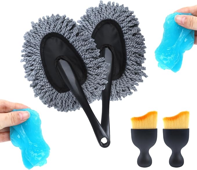 IPELY 6 Pack Car Cleaning Supplies – Car Duster Interior & Brush Interior & by IPELY