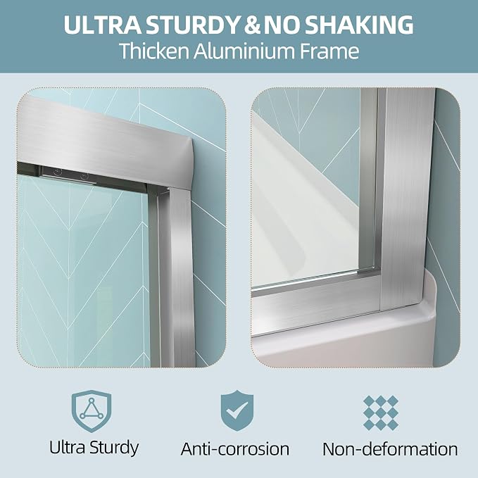 GETPRO Semi-Frameless Shower Door Double Sliding 62-66 in. W x 72 in. H Bypasss - Image 5