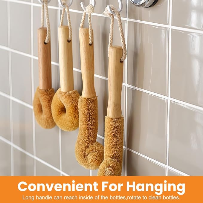 1Pcs Long Handle Scrubber with Bamboo Handle and Coconut Fibers Bristles - Image 8