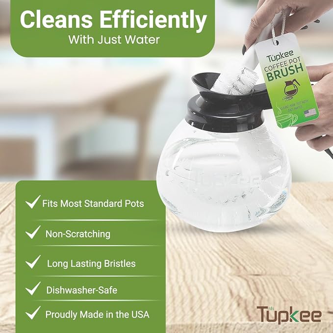 Tupkee Coffee Pot Cleaning Brush – Non Scratching, Long Lasting Bristles - Image 3